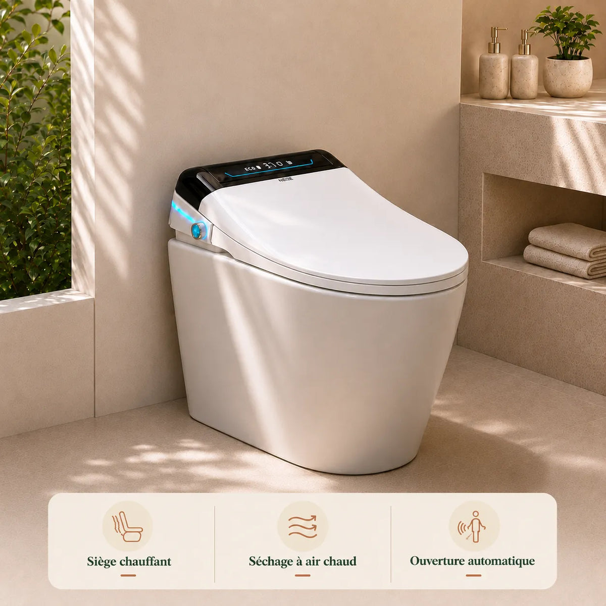 WEllBlue L9 - Abattant WC Japonais Électrique avec Eau Chaude & Séchage