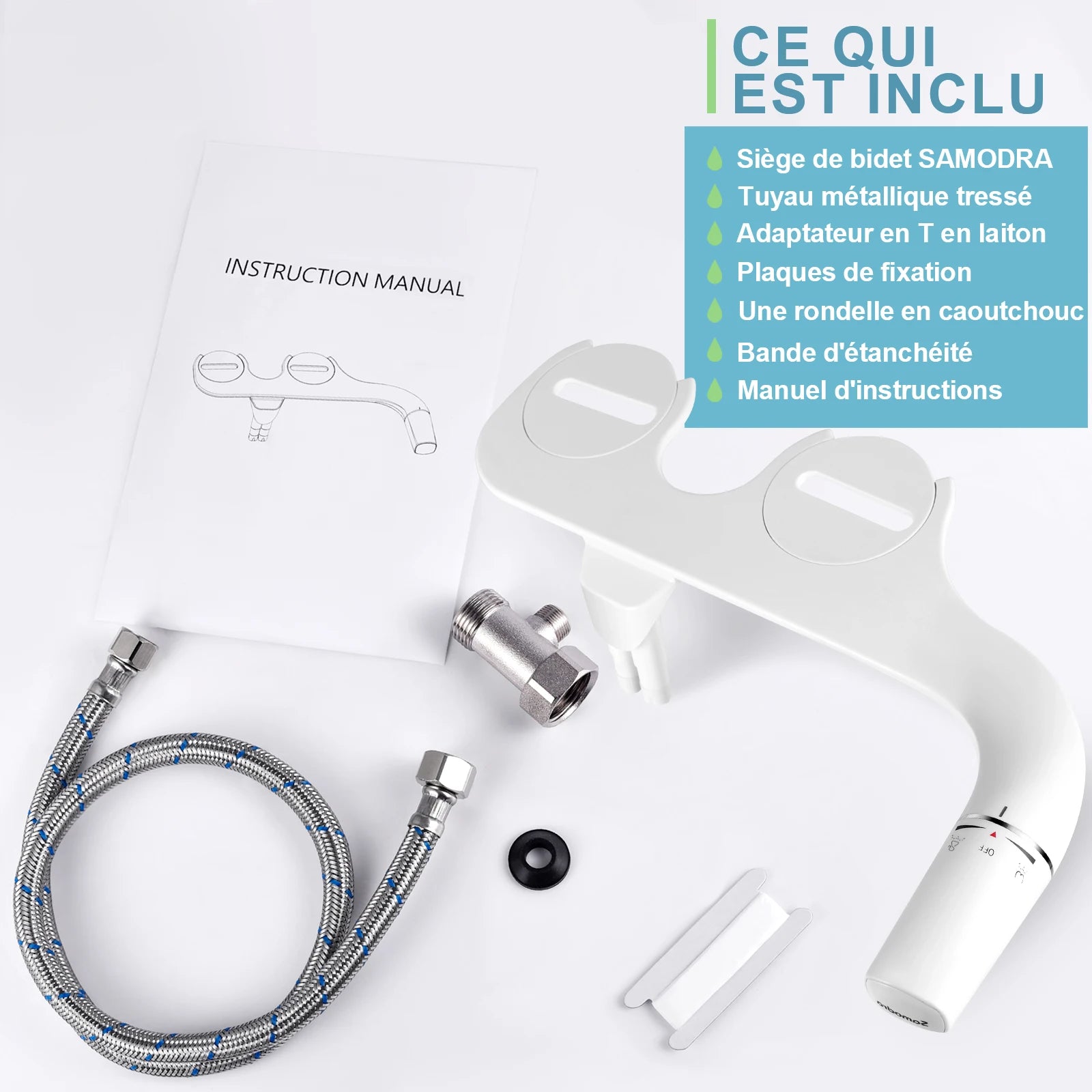 SAMODRA – pulvérisateur de Bidet pour main droite/gauche, Non électrique, double buse, siège de toilette, douche hygiénique pour accessoires de salle de bains