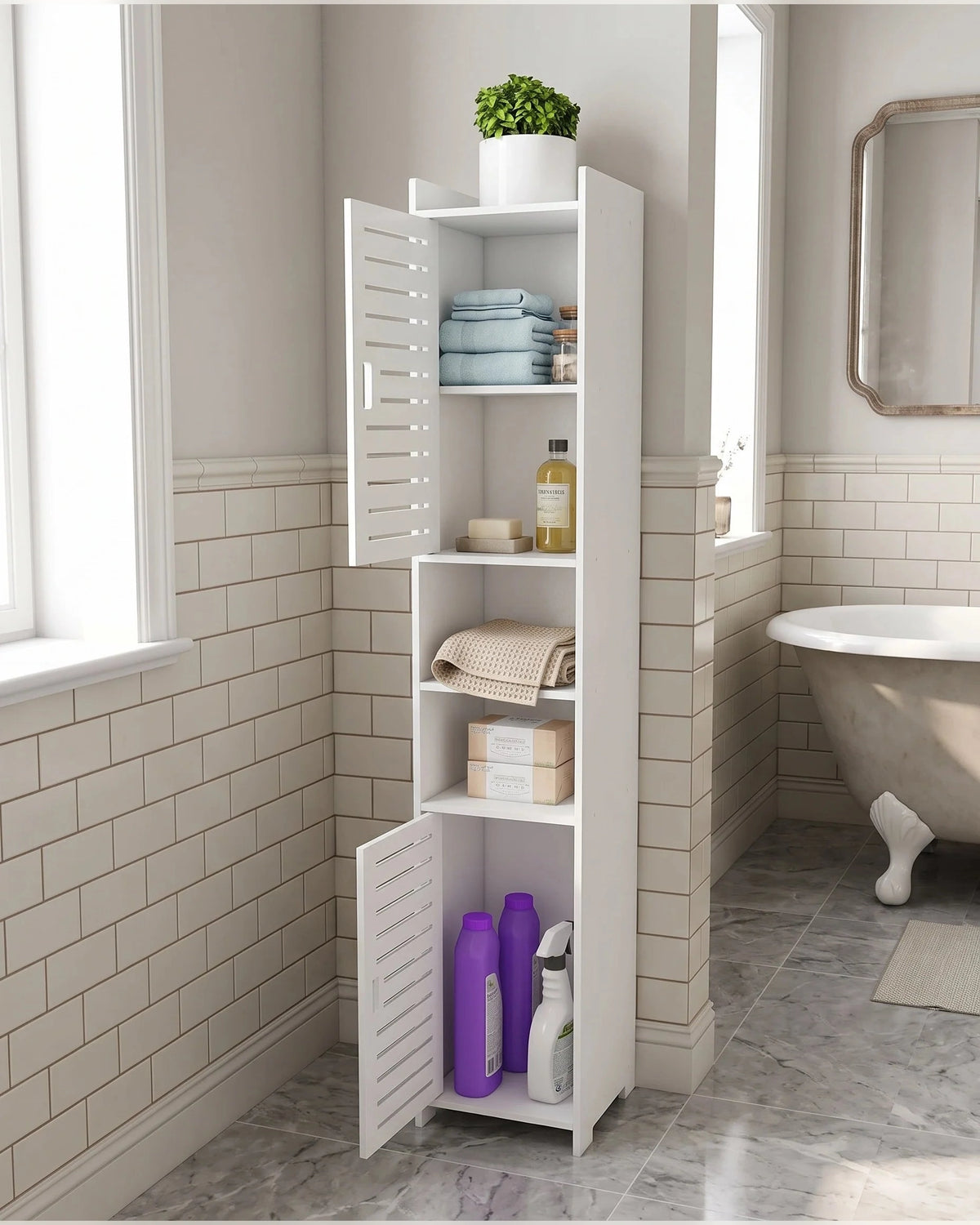 NORIA - Meuble d’angle blanc dans une salle de bain