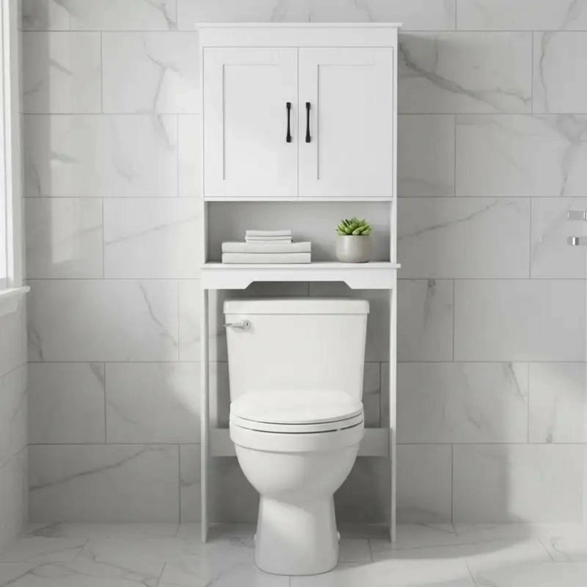 REGLIA - Meuble WC à étagère réglable - Rangement au-dessus du WC
