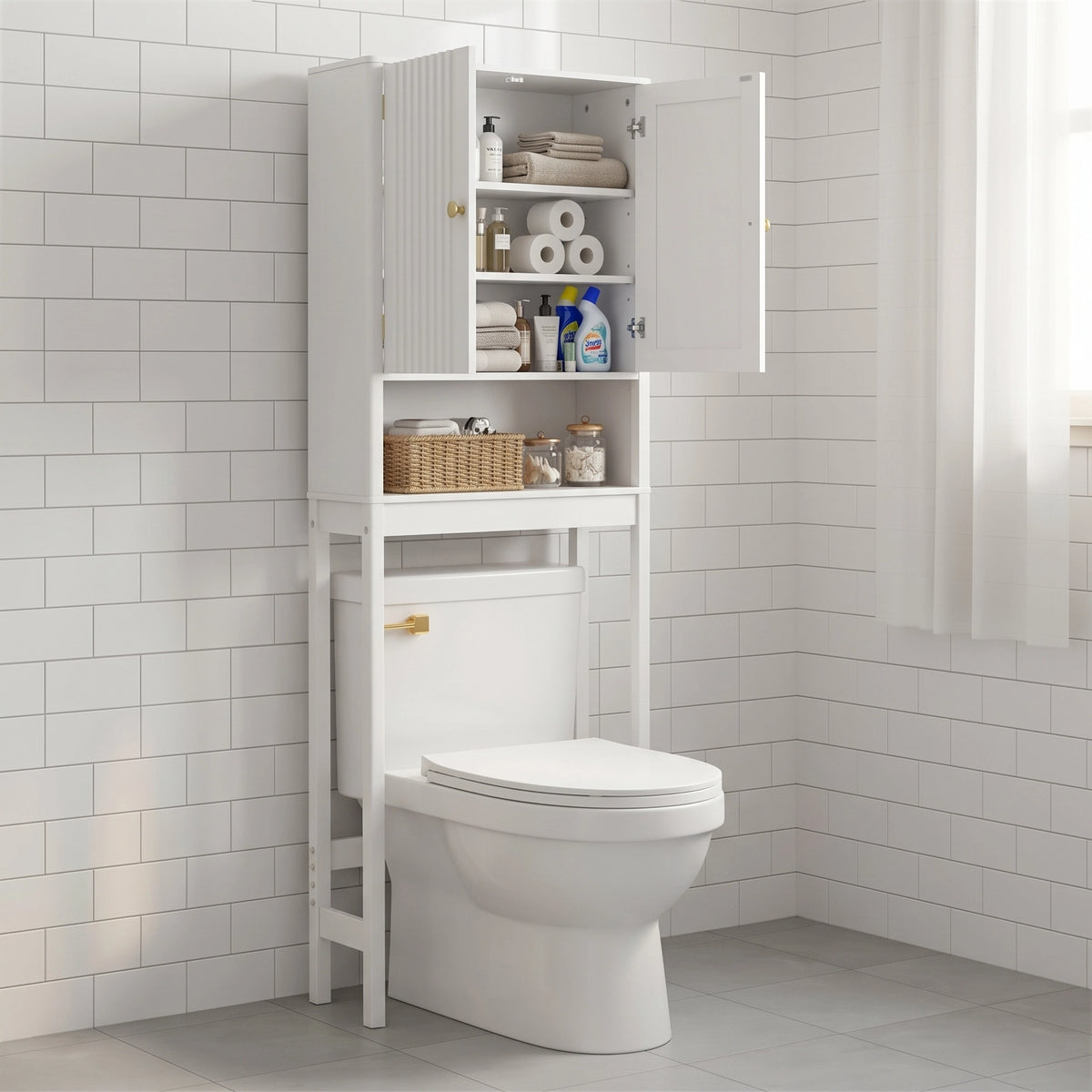 SOLVIA - Meuble WC 2 portes - Espaces de rangement